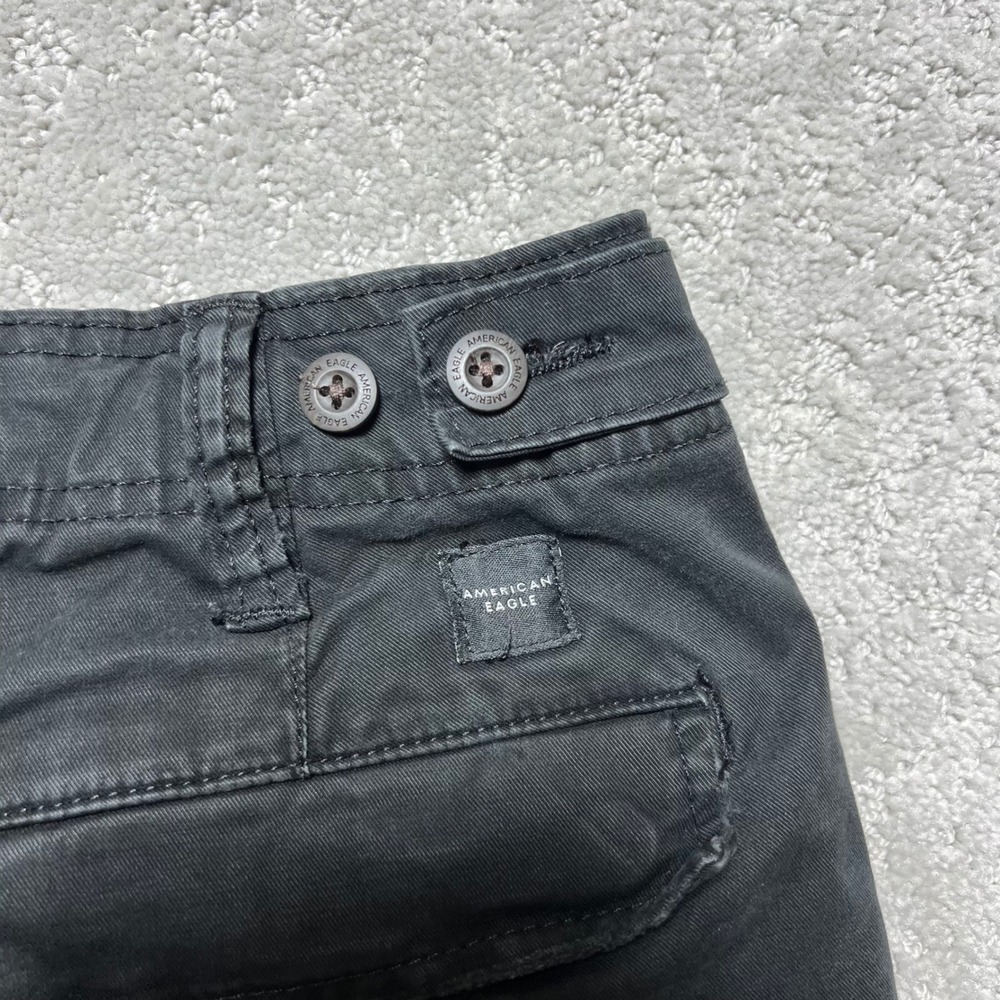 American Eagle Slim Lived-In Cargo Pants Mens 33x32 Black Faded Cotton Flex - Picture 12 of 14